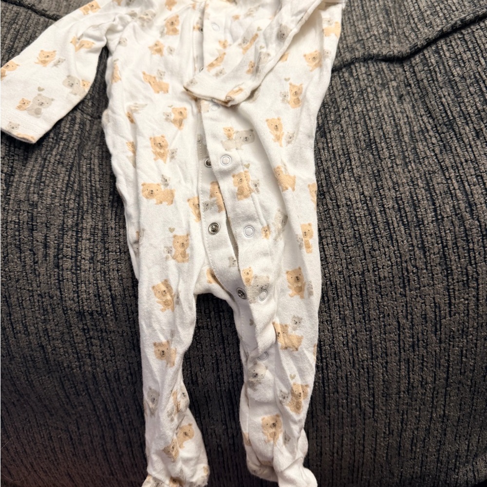 Charming White and Tan Baby Footie